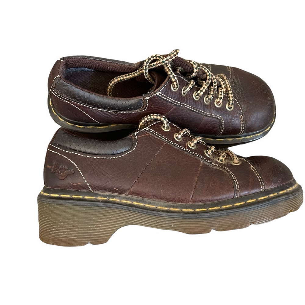 Dr. Martens Brown Platform Low-Top Leather Shoes
